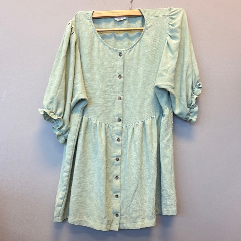 Light Green Button-Up Top